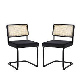 Inspired Home Marquis Dining Chair with Velvet Padded Seat, Black