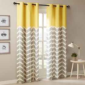 Intelligent Design Alex Chevron Grommet Curtain Pair-Yellow-42"x84"