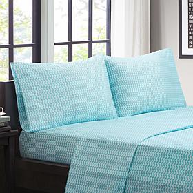 Intelligent Design  Chevron Printed Microfiber Sheet Set - Aqua/Twin