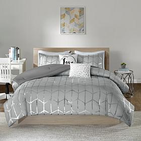 Intelligent Design  Raina Gray/Silver Metallic Comforter Set King/CalK