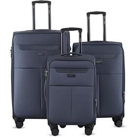 IZOD Liam 3pc  Expandable Softside Luggage Set with Spinners & Lock