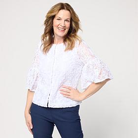 Jaclyn Smith 3/4-Sleeve Embroidered Lace Jacket