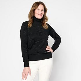 Jaclyn Smith All-Over Rhinestone Turtleneck Sweater
