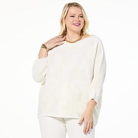 Jaclyn Smith Bouclé Jacquard Batwing-Sleeve Top