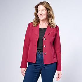 Jaclyn Smith Button Front Jacket with Back Tab
