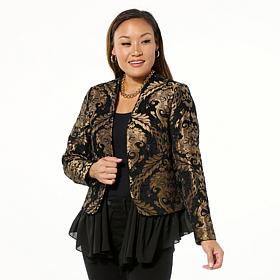 Jaclyn Smith Chenille Brocade Jacket with Ruffled Lining