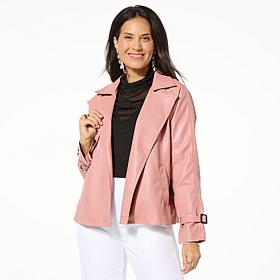 Jaclyn Smith Faux Leather Swing Trench Coat