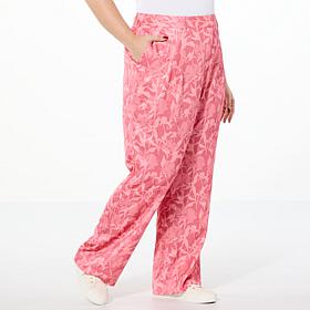 Jaclyn Smith Floral Jacquard Pleated Pant