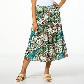 Jaclyn Smith Pebbled Crepe Bias-Seamed Pull On Midi Skirt