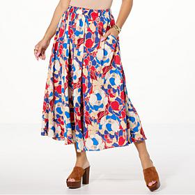 Jaclyn Smith Printed Pull-On Full Circle Midi Skirt