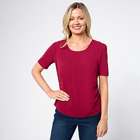 Jaclyn Smith Scoop Neck Side Ruched Tee