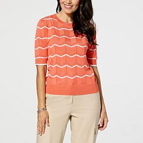 Jaclyn Smith Short-Sleeve Chevron Knit Sweater