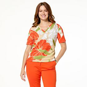 Jaclyn Smith Short-Sleeve Ribbed Knit Tee