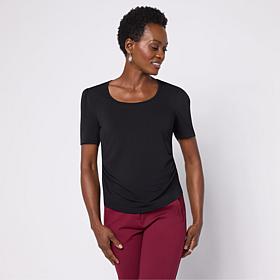 Jaclyn Smith Side Ruched Scoop Neck Tee