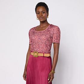 Jaclyn Smith Side Ruched Scoop Neck Tee
