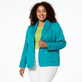 Jaclyn Smith Stretch Woven Buttoned Blazer