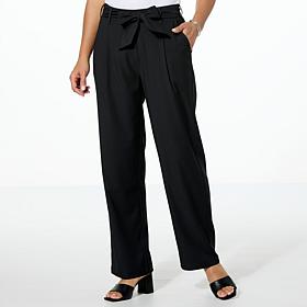 Jaclyn Smith Woven Mini Twill Tie-Front Pull-On Pant