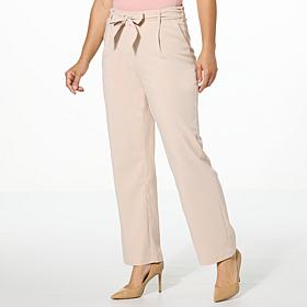 Jaclyn Smith Woven Mini Twill Tie-Front Pull-On Pant