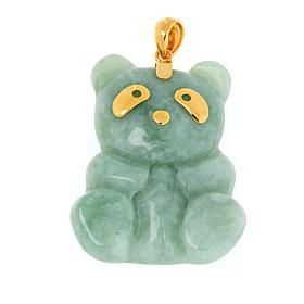 Jade of Yesteryear Gold-Plated Sterling Silver Jade Panda Pendant