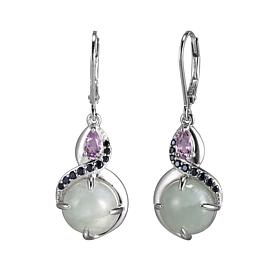 Jade of Yesteryear Green Jade, Amethyst and Black Spinel Earrings
