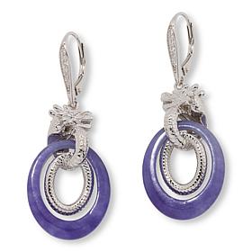 Jade of Yesteryear Jade and CZ Double Oval Dragon Drop Earrings