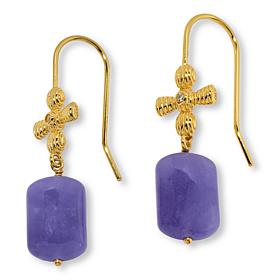 Jade of Yesteryear Jade Cross-Design Drop Earrings with CZ Accent