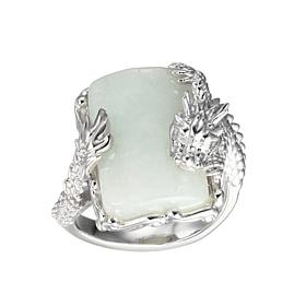Jade of Yesteryear Sterling Silver Green Jade Dragon Ring