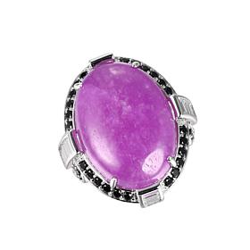 Jade of Yesteryear Sterling Silver Lavender Jade, CZ & Crystal Ring