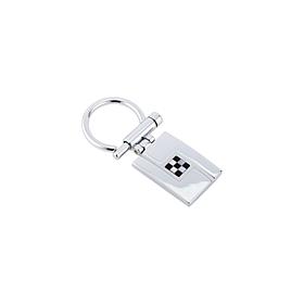 James Michael Silvertone Key Ring with Black Onyx and Mother-of-Pearl
