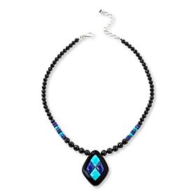 Jay King Black Chalcedony, Kingman Turquoise & Lapis Inlay Necklace
