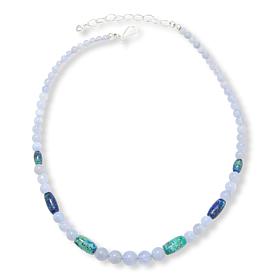 Jay King Blue Chalcedony & Milpillas Azurite Malachite SS Necklace