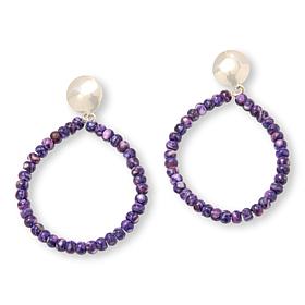 Jay King Composite Purple Spiny Oyster Shell Hoop Drop Earrings