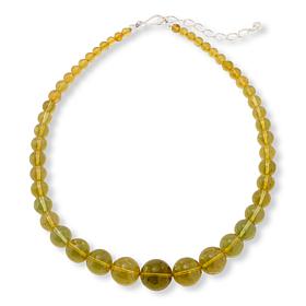 Jay King Compressed Green Amber Graduated Bead 18" Necklace