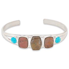 Jay King Fossil Ammonite and Kingman Turquoise Cuff Bracelet 