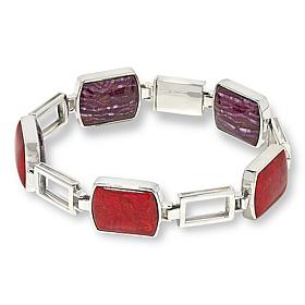 Jay King Gallery Collection Red Coral-Purple Shell Reversible Bracelet