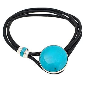 Jay King Gallery Collection Sterling Silver Turquoise Leather Bracelet