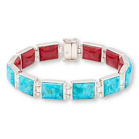 Jay King Gallery Collection Turquoise and Coral Reversible Bracelet