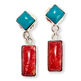 Jay King Kingman Turquoise and Composite Spiny Oyster Shell Earrings 