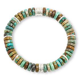 Jay King Men's Silver & Multicolor Turquoise Bead Stretch Bracelet