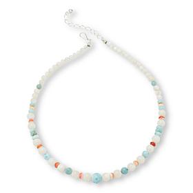 Jay King Mother-of-Pearl, Larimar & Orange Oyster Shell Necklace