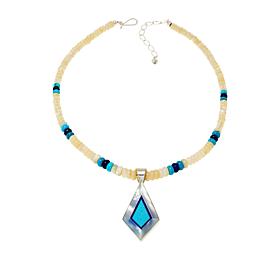 Jay King Multigemstone Inlay Pendant with Beaded Necklace