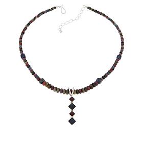 Jay King Pink and Blue Sapphire Pendant with Multi-Color Bead Necklace