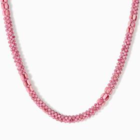 Jay King Pink Tourmaline and Rhodonite Sterling Silver Woven Necklace