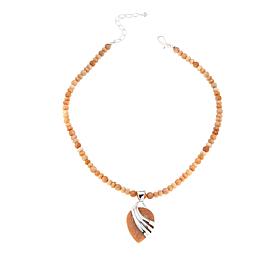 Jay King Reversible Peach Stone Sterling Silver Pendant with Necklace