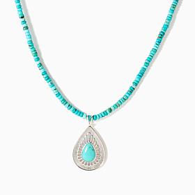 Jay King Sterling Campitos Turquoise Pendant with Beaded Necklace