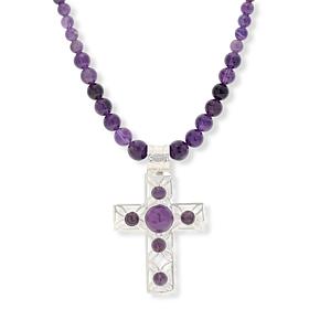 Jay King Sterling Silver Amethyst Pendant and Bead Necklace