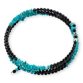 Jay King Sterling Silver Black Spinel and Turquoise Bead Coil Bracelet