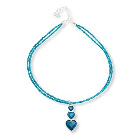 Jay King Sterling Silver Blue Apatite 3-Heart Pendant with Necklace