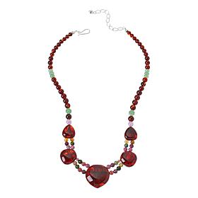 Jay King Sterling Silver Brown Amber and Multigemstone 18" Necklace