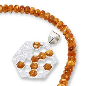 Jay King Sterling Silver Butterscotch Amber Composite Pendant-Necklace